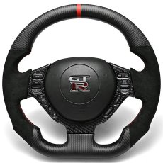 画像3: GTR R35 前期中期   2007(H19).12〜2016(H28).7 用  リアルカーボンステアリング  アルカンターラ レッドステッチ (3)