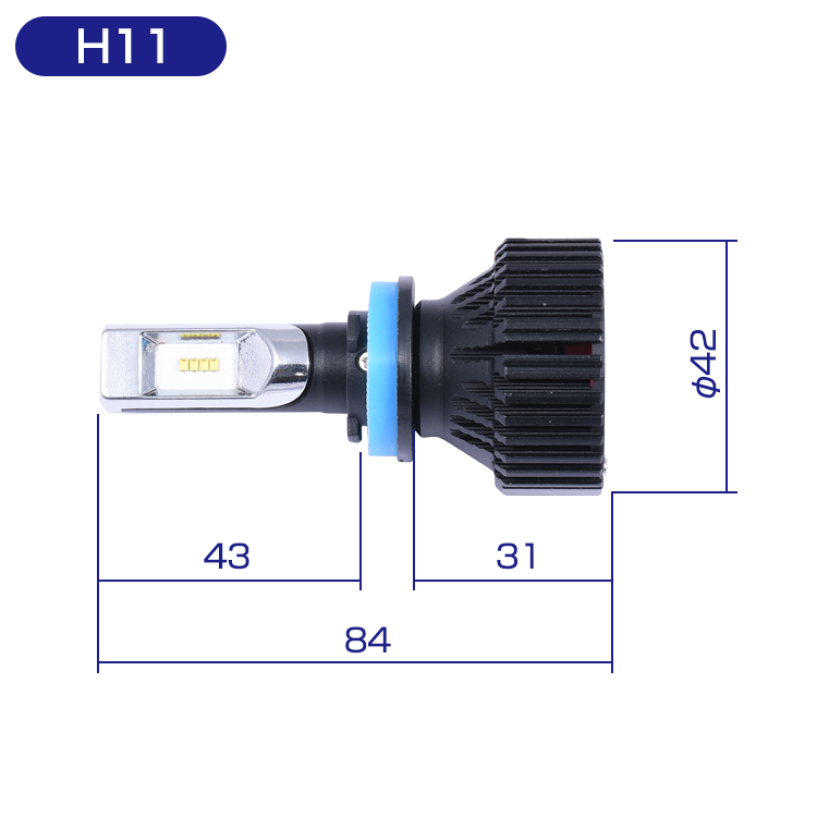 アルミヒートシンク 冷却ファン付き LED バルブ H1 H11 H7 HIR2 HB3 HB4 ヘッドライト 8000LM 6500 - BM  JAPAN